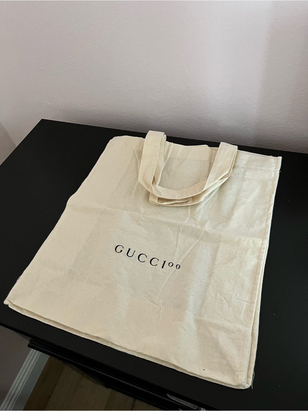 Authentic Gucci Cream Canvas Tote with Black Logo
